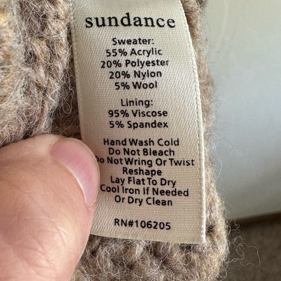 Sundance Taupe Cowl Turtle Neck Loose Weave Wool Blend Tunic Sweater Dress Sz S - Picture 8 of 10